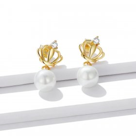 PANDORA Style Crown Shell Beads Stud Earrings - BSE549