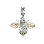 Pandora Compatible Silver & Gold-Plated Motion Bee Dangle - SCC1125