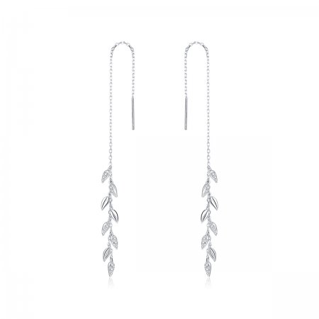 Pandora Style Silver Dangle Earrings, Shiny Wheat - BSE447