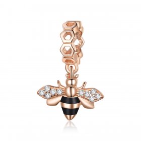 Pandora Style Rose Gold Dangle Charm, Little Bee - BSC370