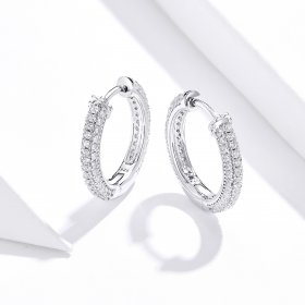 Pandora Style Silver Hoop Earrings, Shining - BSE300