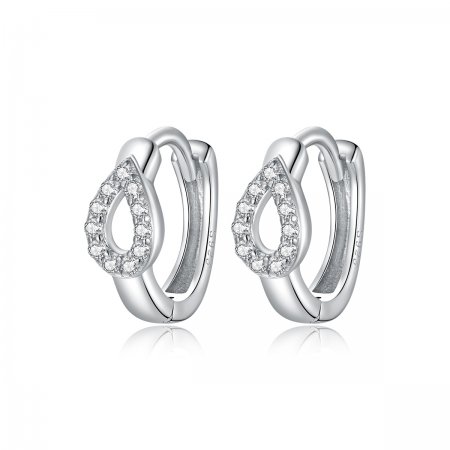 Pandora Style Silver Hoop Earrings, Shining Drops - SCE1046