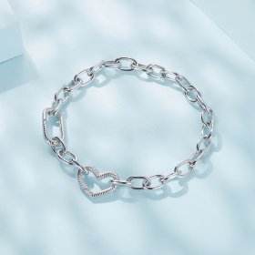 Pandora Style Heart Chain Bracelet - SCB258
