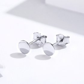 Pandora Style Silver Stud Earrings, Small Round Piece - SCE693