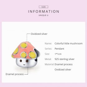 Pandora Style Silver Charm, Colorful Little Mushrooms, Multicolor Enamel - SCC1853