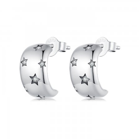 Pandora Style Flash Star Studs Earrings - BSE884