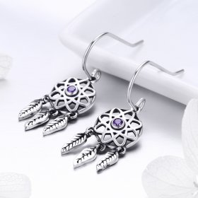 Silver Dreamcatcher Hanging Earrings - PANDORA Style - SCE394