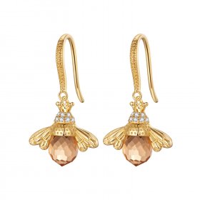 Pandora Style Golden Little Bee Dangle Earrings - SCE149-B
