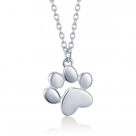Pandora Style Silver Necklace, Pet Paw, Enamel - SCN275-2