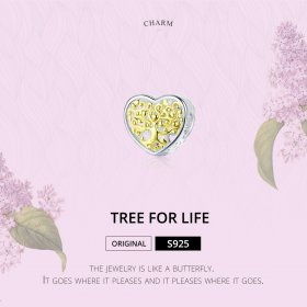 Silver & Gold-Plated Life Tree Charm - PANDORA Style - SCC1264