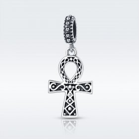 Pandora Style Silver Bangle Charm, The Cross of The Power of Retro Faith - SCC185