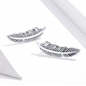 Pandora Style Silver Stud Earrings, Light As A Feather - SCE865