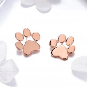 Rose Gold Cute Cat Paw Stud Earrings - PANDORA Style - SCE407-3