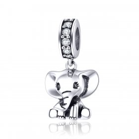 Pandora Style Silver Bangle Charm, Little Elephant - SCC1338