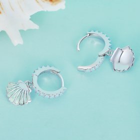 Pandora Style Shell Hoops Earrings - BSE842