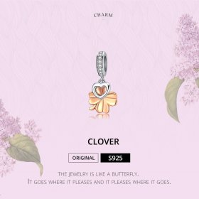 Pandora Compatible Silver & Rose Gold Four-Leaf Clover Dangle - SCC1238