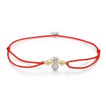 Red Rope with Silver & Gold-Plated Bee Bracelet - PANDORA Style - SCB156