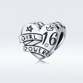 Pandora Style Silver Charm, Girl Power Sweet 16 - SCC1437