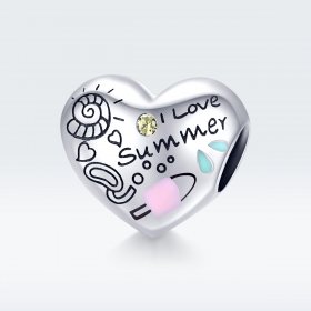 Pandora Style Silver Charm, Summer Graffiti, Multicolor Enamel - SCC1529