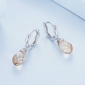 Pandora Style Luxurious Water Drop Hoop Earrings - BSE814
