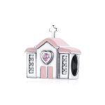 Pandora Style Silver Charm, Church, Pink Enamel - SCC1810