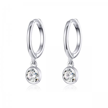 Pandora Style Silver Dangle Earrings, Zirconia - SCE830