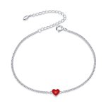 Red Pandora Style Silver Bracelet Heart - SCB182