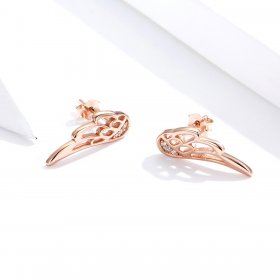 Rose Gold Elf Wings Stud Earrings - PANDORA Style - SCE343-C