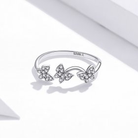 Pandora Style Silver Open Ring, Butterfly - SCR704