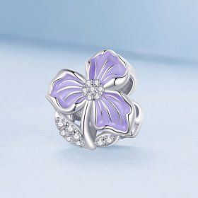 Pandora Style Purple Flower Charm - BSC890