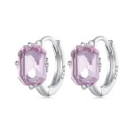 Pandora Style Pink Gem Hoop Earrings - BSE889