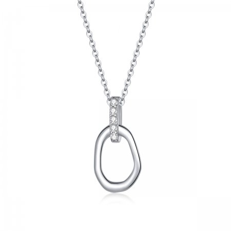 Pandora Style Silver Necklace, Geometric, Enamel - SCN440