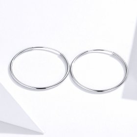 Pandora Style Silver Hoop Earrings, Simple Line - SCE710