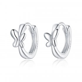 Pandora Style Silver Hoop Earrings, Butterfly - SCE1038