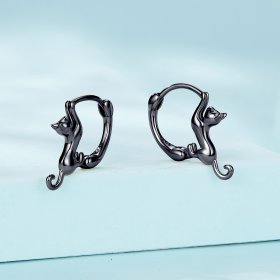 Pandora-style Cat Hoop Earrings - SCE1488-LD