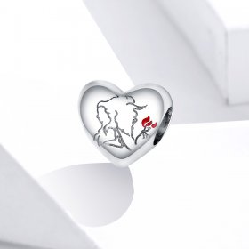 Pandora Style Silver Charm, Love Sketch, Red Enamel - BSC321