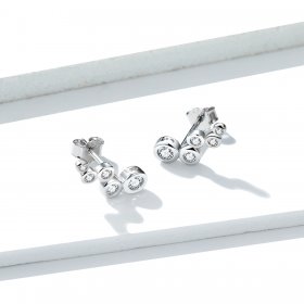 Pandora Style Silver Stud Earrings, Shiny Elegance - BSE235