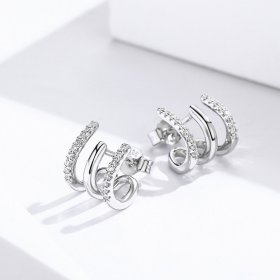 Silver Twist Stud Earrings - PANDORA Style - SCE585
