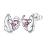 Pandora Style Cat Stud Earrings - SCE1591-A