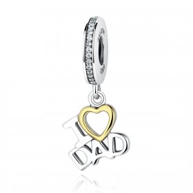 Pandora Compatible Silver & Gold-Plated I Love Dad Dangle - SCC052