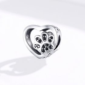 Silver Paw Mark of Pets Charm - PANDORA Style - SCC1191-Bk