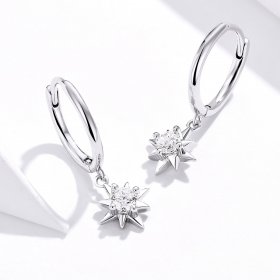Pandora Style Silver Dangle Earrings, Star - SCE759