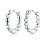 Pandora Style Silver Hoop Earrings, Small Ball - SCE807-A