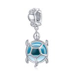 Pandora Style Silver Bangle Charm, Blue Murano Glass Turtle - SCC1804