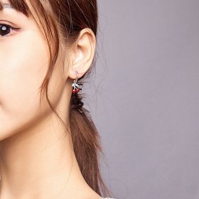 Pandora Style Rose Gold Dangle Earrings, Cherry - SCE905