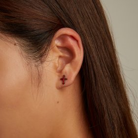 PANDORA Style Dark Cross Stud Earrings - SCE1327