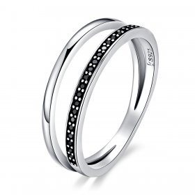 Silver Black and White Movement Ring - PANDORA Style - SCR082