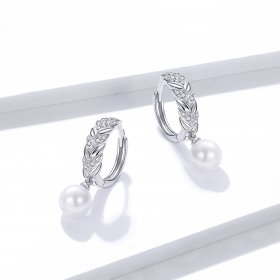 Pandora Style Silver Dangle Earrings, Shiny Wheat - BSE446