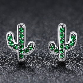 Silver Fresh Cactus Stud Earrings - PANDORA Style - SCE097