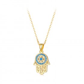 Pandora Style Golden Fatima's Guardian Necklace - SCN264-B
